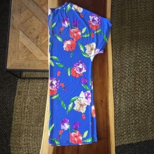 TIANA B Blue Floral Print Open Arm Dress SZ L